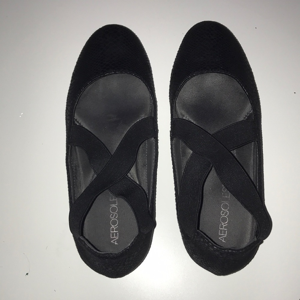 Black Aerosoles snakeskin style Ballet Flats